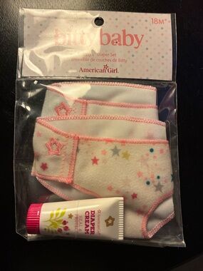 American Girl Bitty Baby Pink and White Star Diaper Set